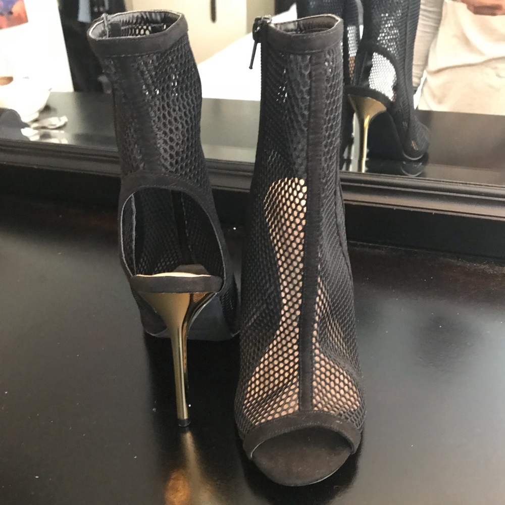 Mesh Peep-toe Ankle Boots